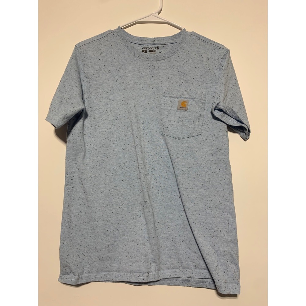 Carhartt Women Size S Blue Loose Fit Short Sleeve Heavyweight Pocket Shirt